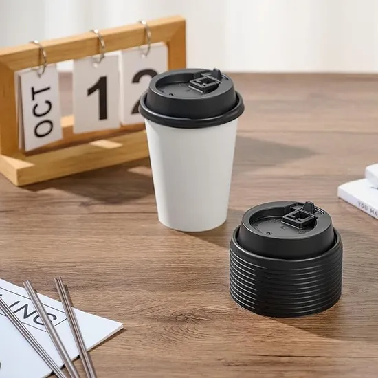 Tampas para copos de café, tampas plásticas descartáveis para copos de papel de 10 oz, 12 oz, 16 oz e 20 oz