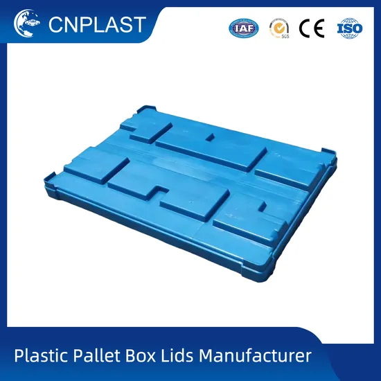 Transporte de caixa de papelão para uso terrestre, tubo de aço reforçado, material HDPE Euro 1200*1000 PP virgem, tampa de palete de plástico industrial resistente grande