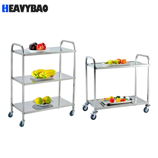 Carrinho de limpeza de cozinha de aço inoxidável de 3 níveis para restaurante e serviço de alimentação Heavybao
